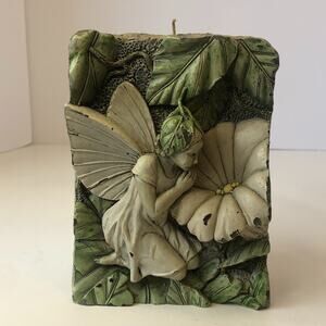 VTG eDeco Studio Fairy Whimsy Flower Green Wax Candle 6in Unused Mythical READ‎